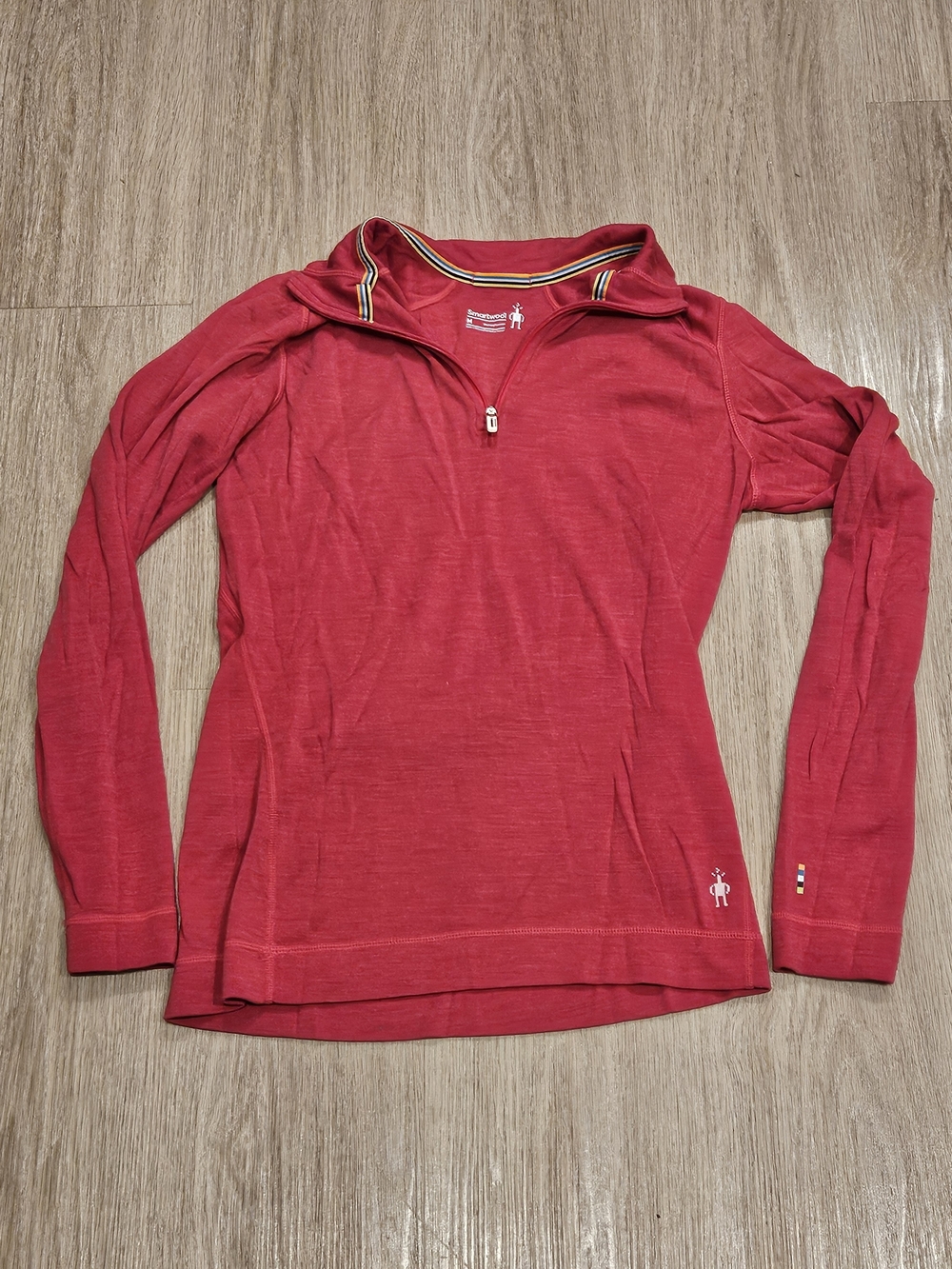 Smartwool Classic Thermal Merino 1/4 Zip Pullover Base Layer Top Red Womens Size